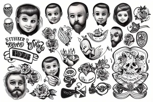 father with children tattoo idea