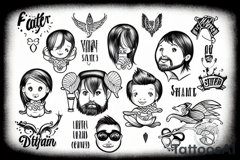 father with children tattoo idea