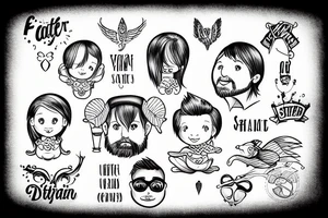 father with children tattoo idea