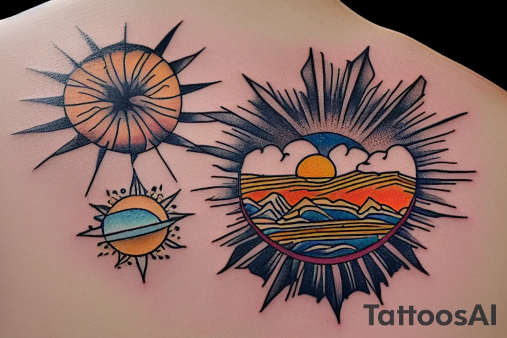 Mount Ararat with sun tattoo idea
