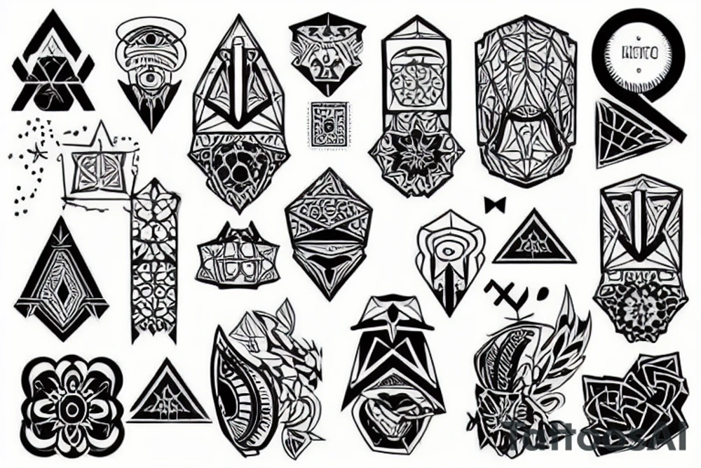 Хаотичный рисунок от груди до кисти tattoo idea
