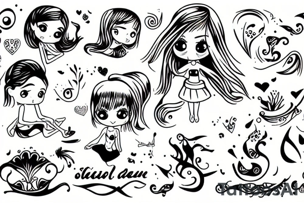 a girl sit beside ocean tattoo idea