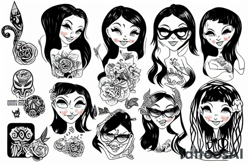 a nerk girl sit beside ocean tattoo idea