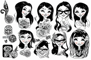 a nerk girl sit beside ocean tattoo idea