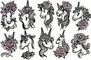 Unicorn and rose tattoo idea
