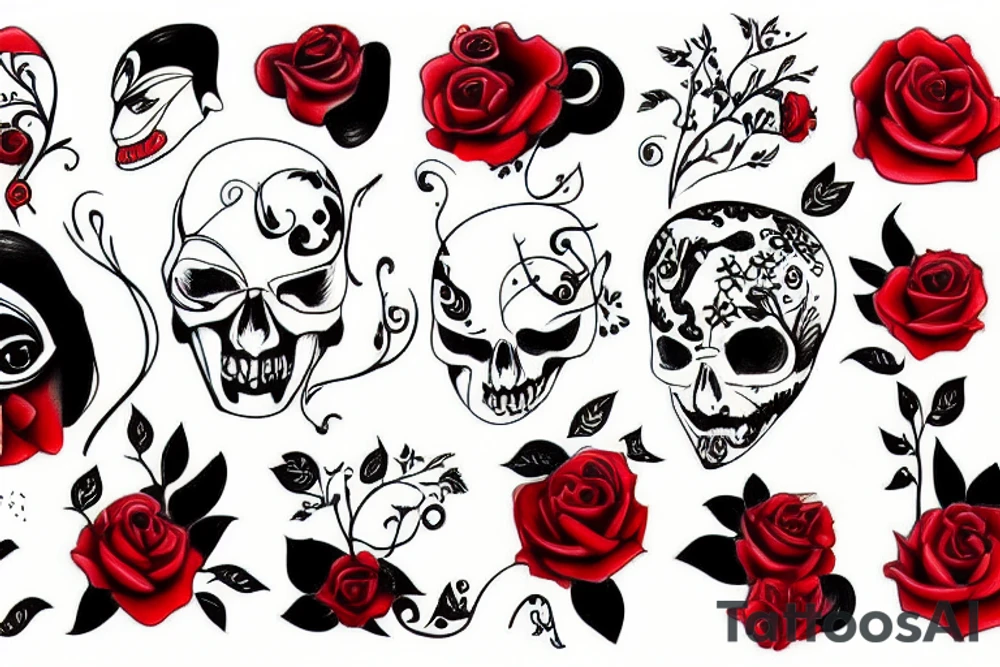 sad black and red tattoo idea