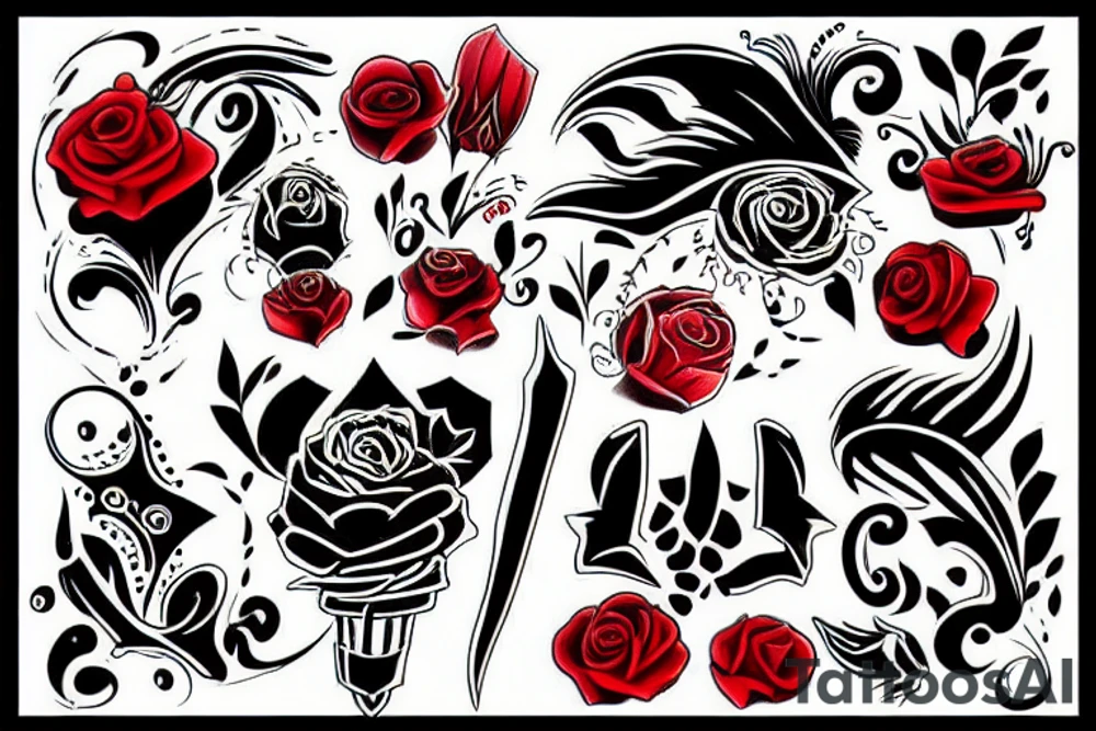 sad black and red tattoo idea