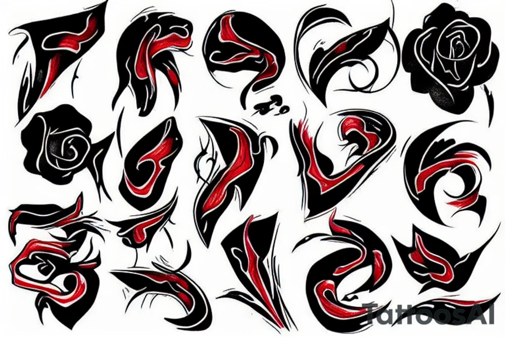 sad pain black and red tattoo idea