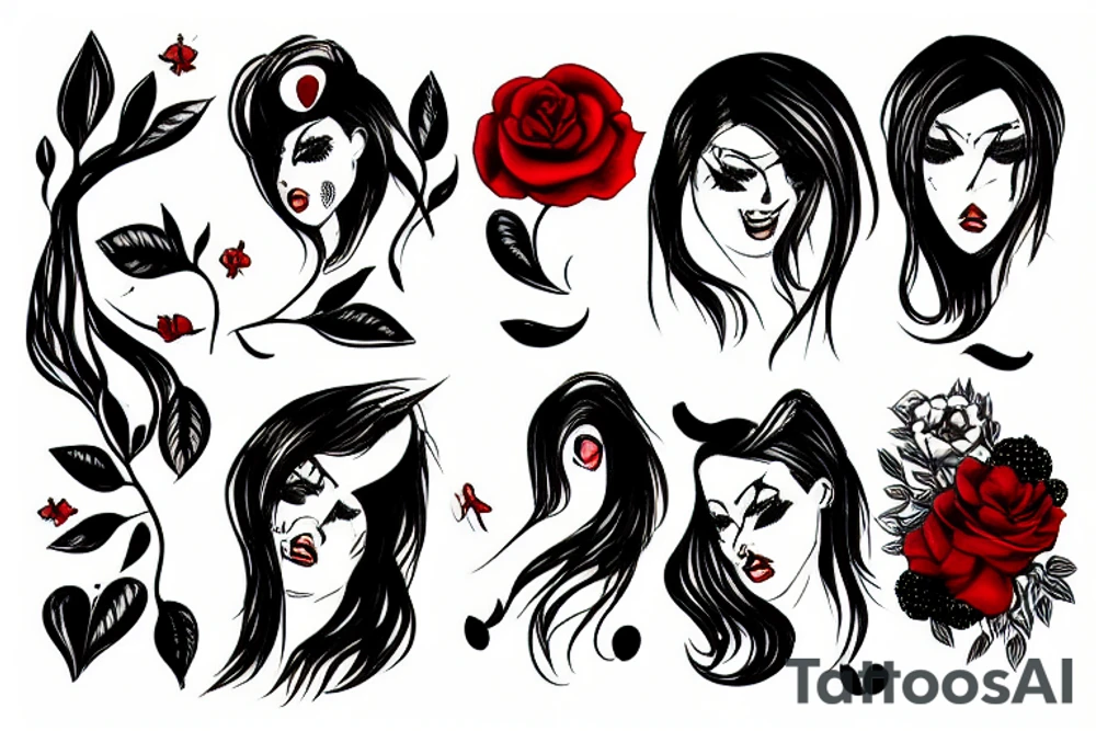 sad pain black and red tattoo idea