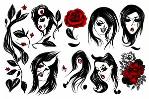 sad pain black and red tattoo idea