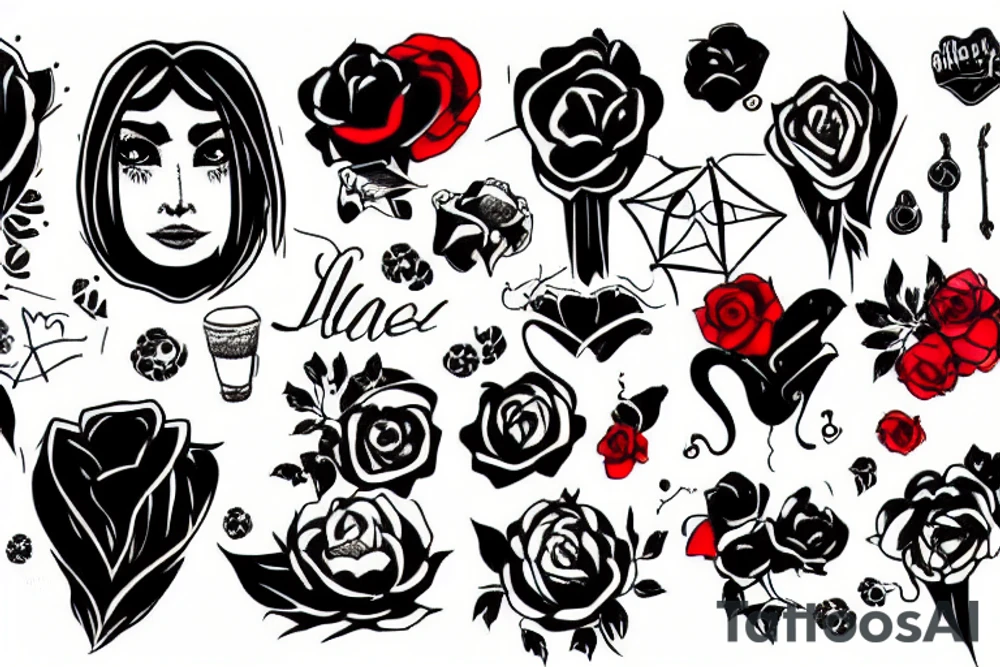sad black and red tattoo idea
