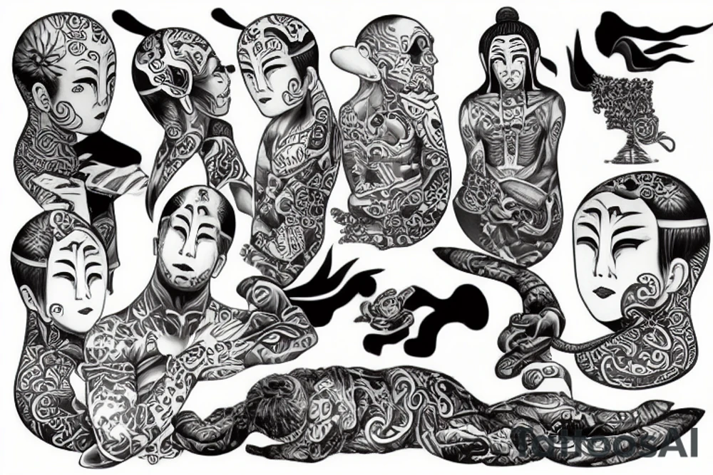 pensive monk tattoo idea