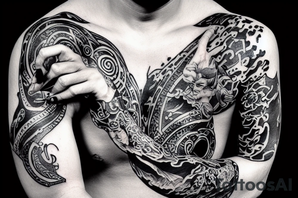 seated monk on a rock tattoo idea