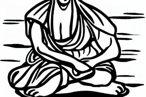 seated monk on a rock tattoo idea