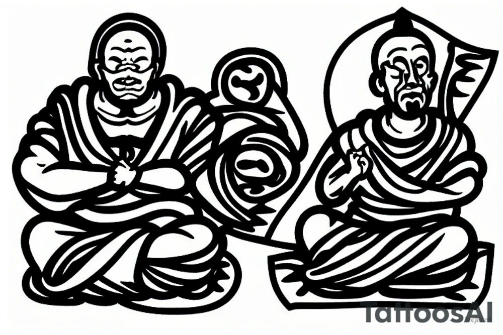 seated monk on a rock tattoo idea