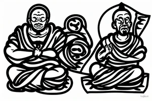 seated monk on a rock tattoo idea