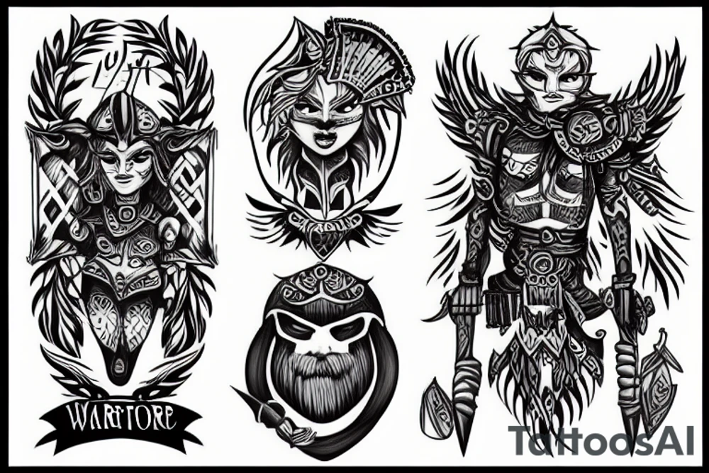 warrior with a book tattoo idea