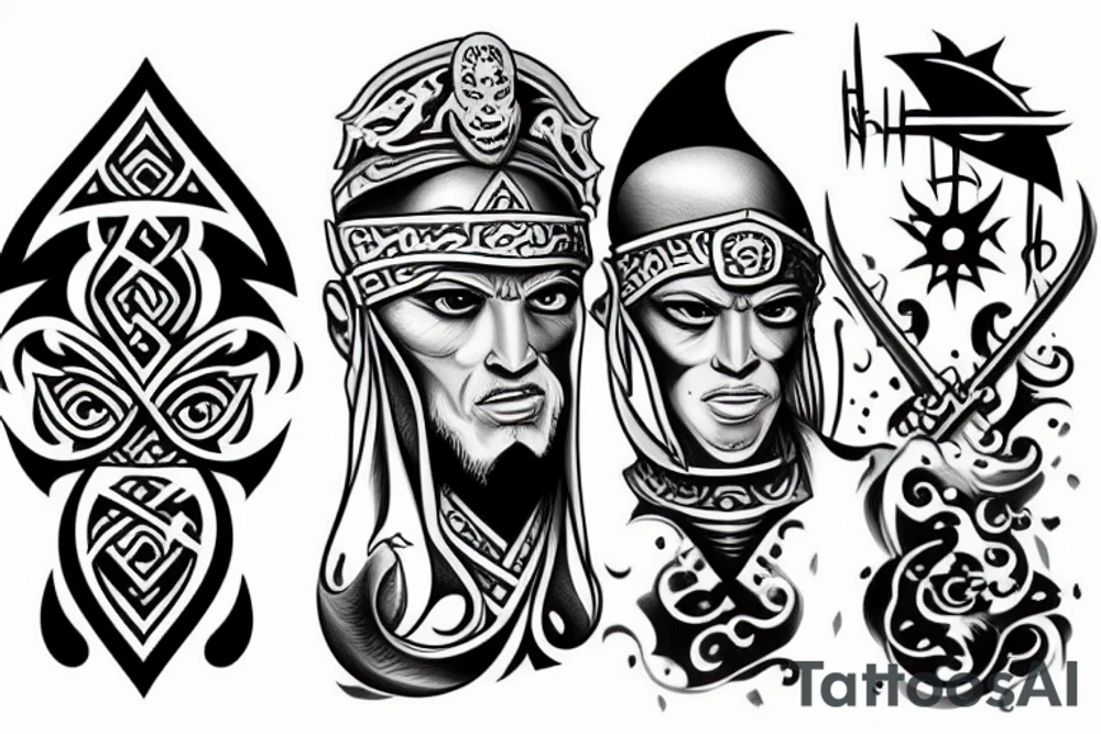 warrior and monk tattoo idea
