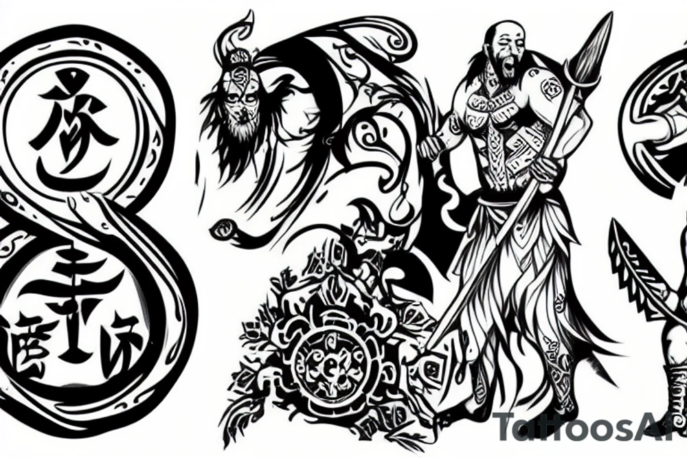 warrior and monk tattoo idea