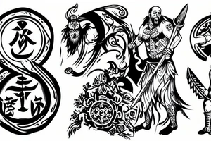 warrior and monk tattoo idea