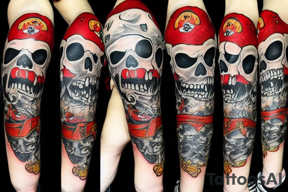 angry pirate jolly roger tattoo idea