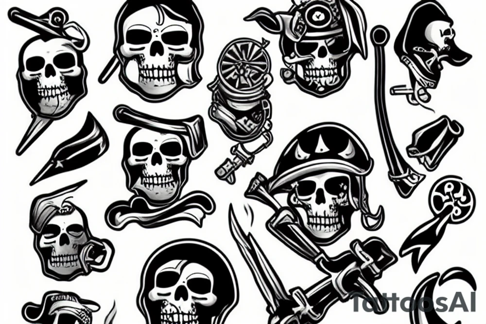 jolly roger flat tattoo idea