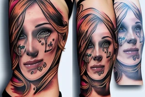 beautiful female pirate, see thru clothes tattoo idea