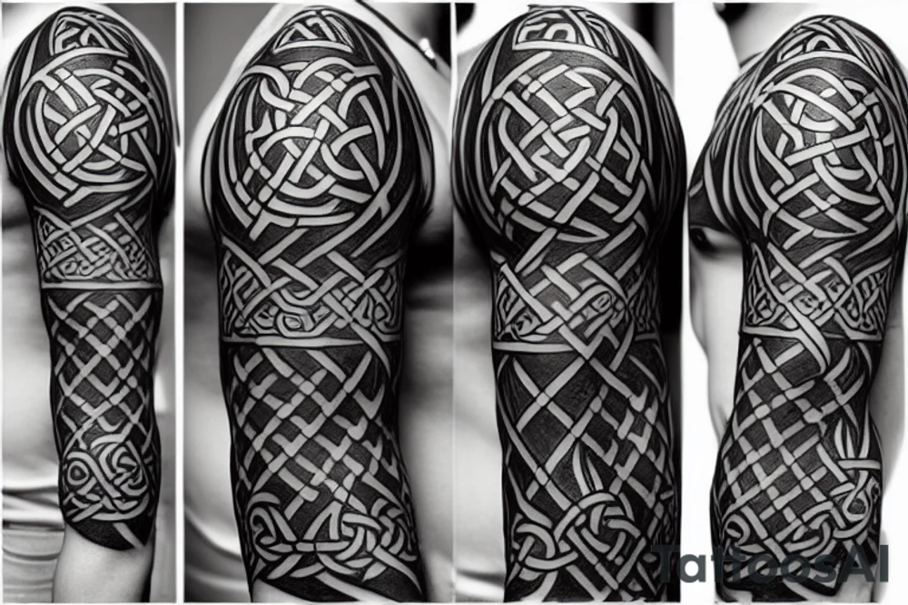 Celtic style Odin and runes Full Sleeve tattoo idea