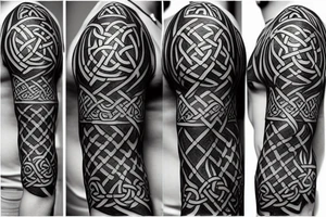 Celtic style Odin and runes Full Sleeve tattoo idea