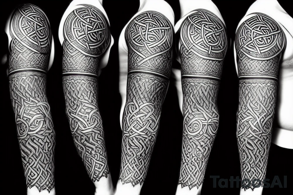 Celtic style Odin and runes Full Sleeve tattoo idea