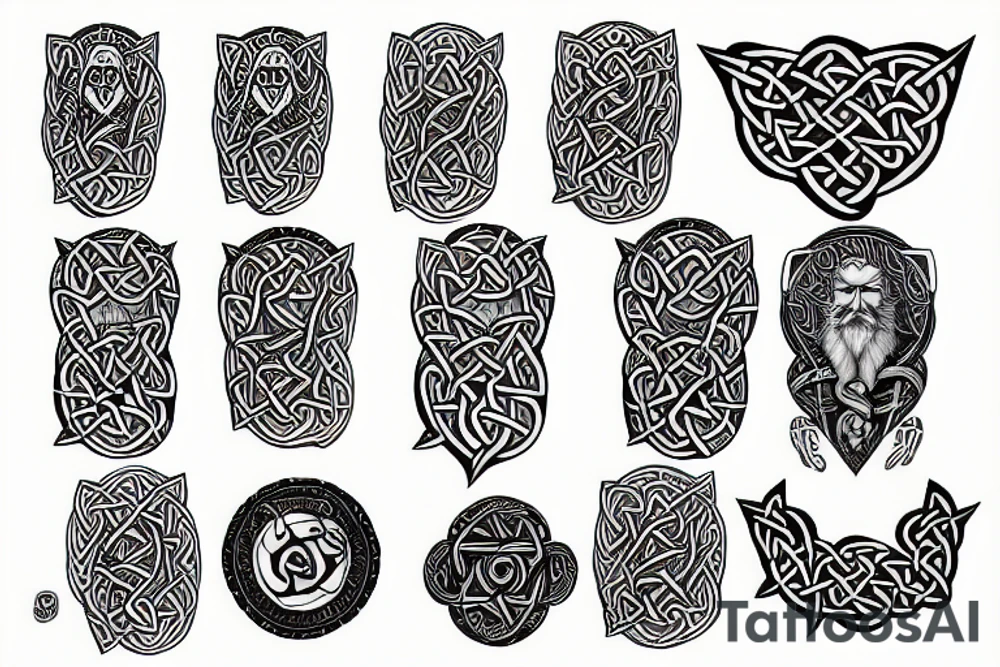 Full Sleeve Celtic style Odin tattoo idea