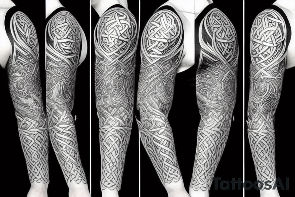 Celtic style Odin Full Sleeve tattoo idea