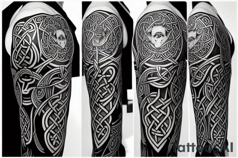 Celtic style Odin Full Sleeve tattoo idea