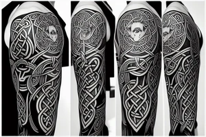 Celtic style Odin Full Sleeve tattoo idea
