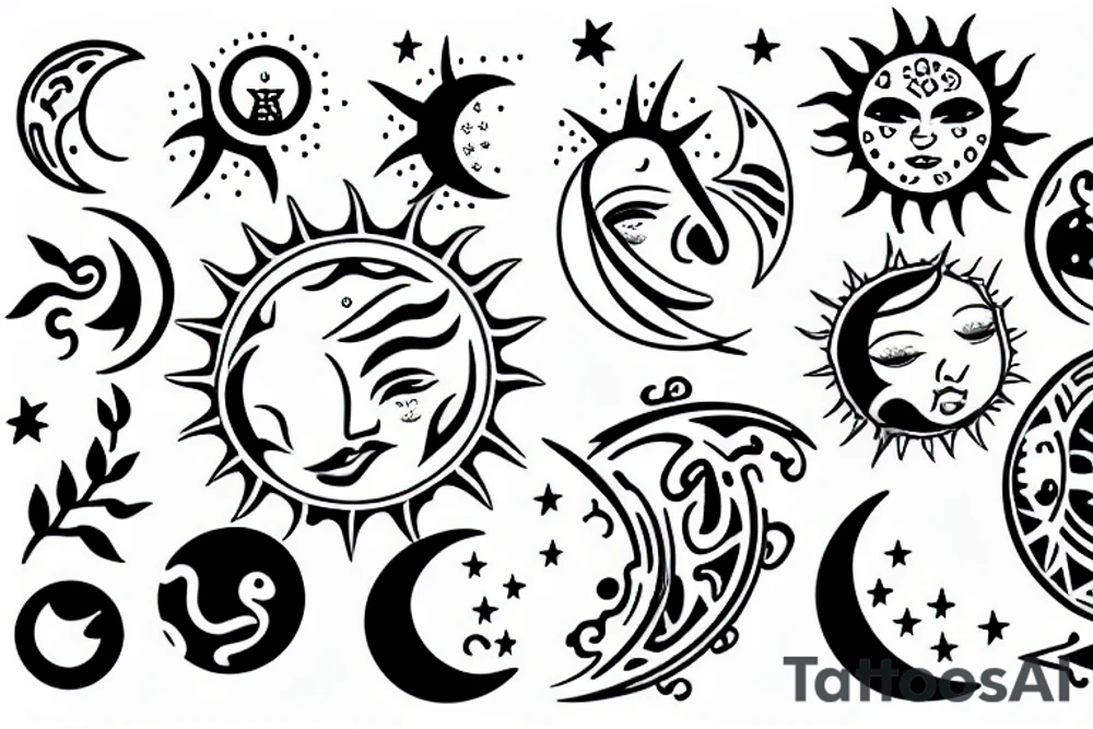 Sun and moon tattoo idea