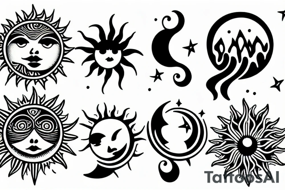 Sun and moon tattoo idea