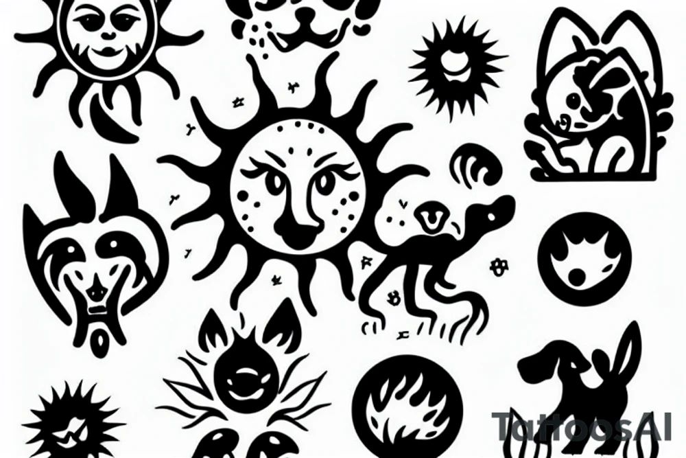 Sun and dog tattoo idea