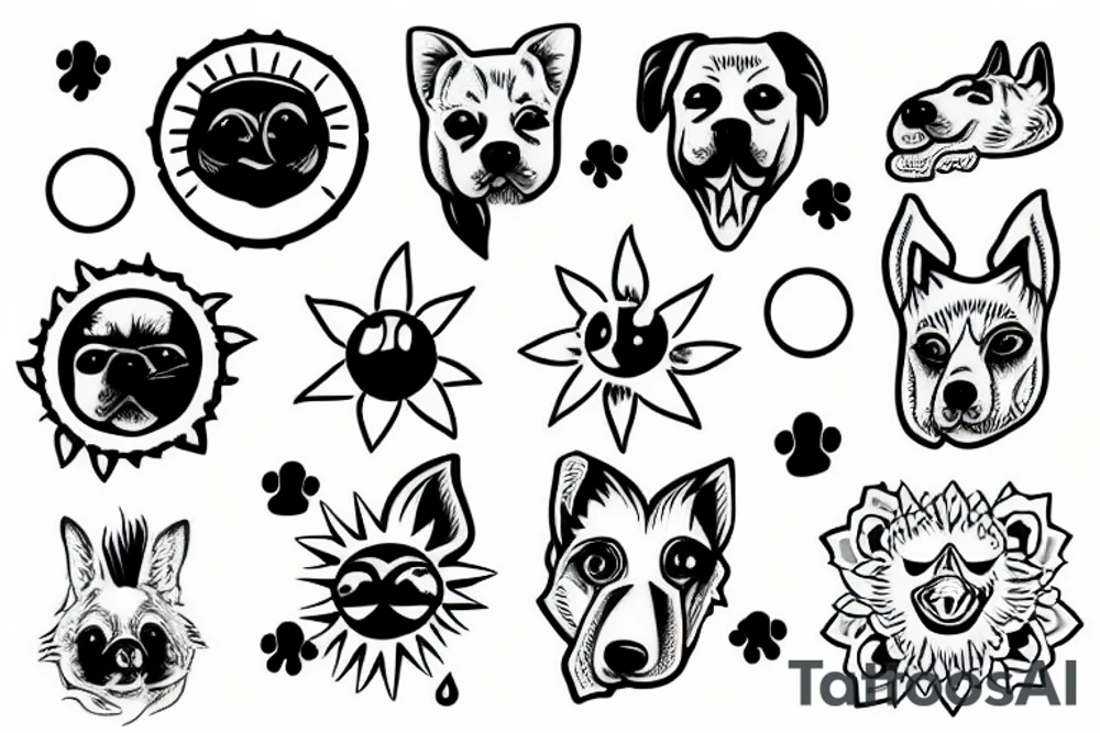Sun and dog tattoo idea