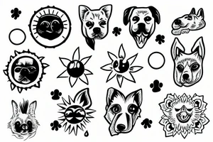 Sun and dog tattoo idea