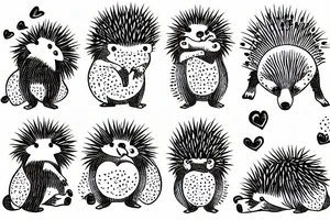 branches with hedgehogs tattoo idea