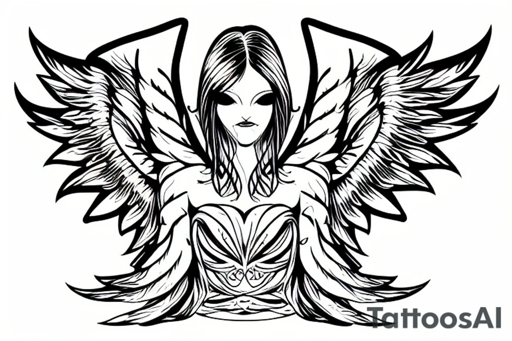 stylized angel tattoo idea