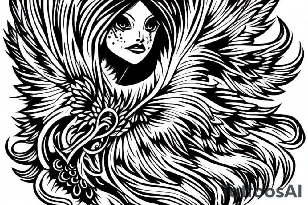 stylized angel tattoo idea
