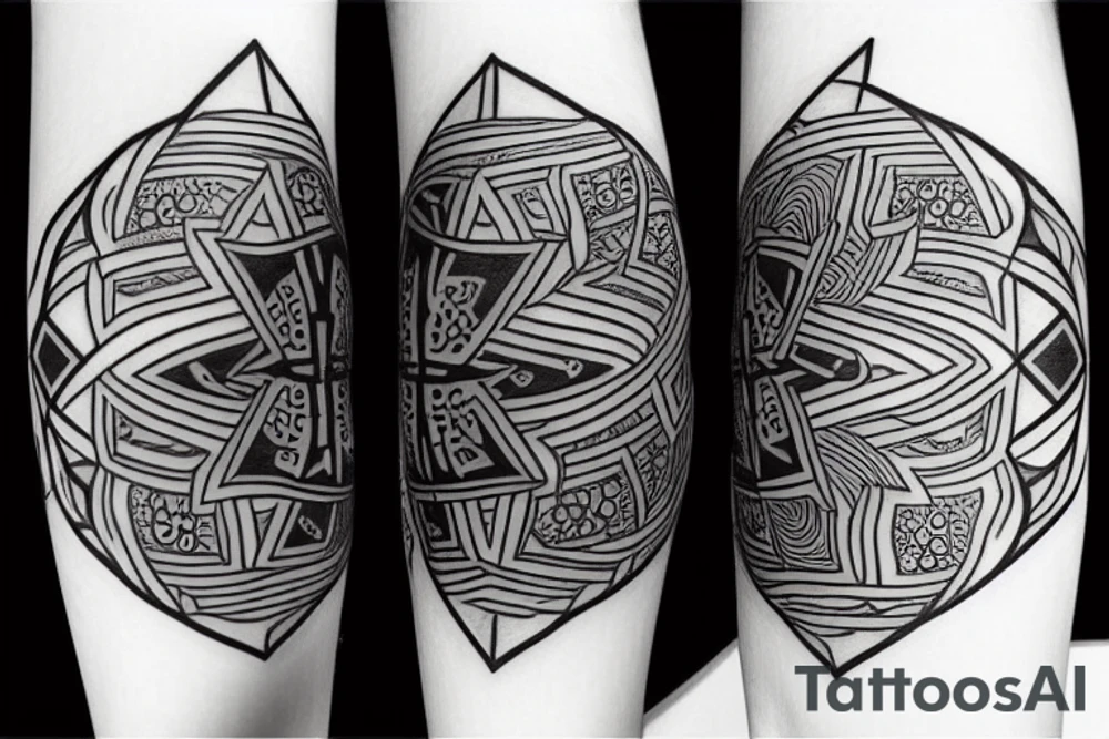 A very Rare sacred geometrical design wil dark colors tattoo idea