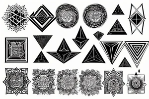 A very Rare sacred geometrical design wil dark colors tattoo idea