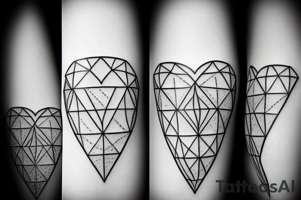 triangular heart tattoo idea