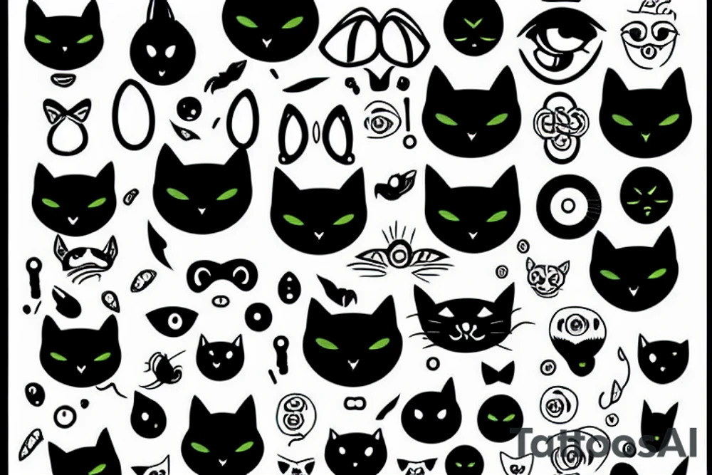 Black cat with 3 eyes and key tattoo idea
