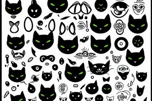 Black cat with 3 eyes and key tattoo idea