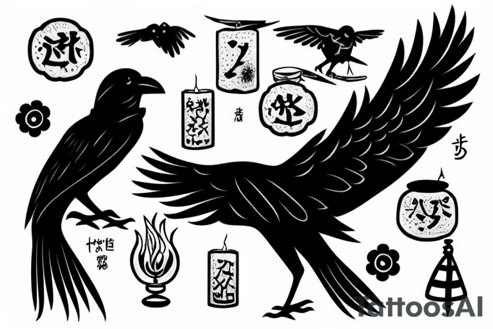 crow with a candle in its claws tattoo idea