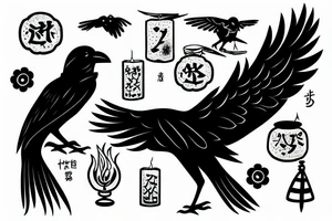 crow with a candle in its claws tattoo idea