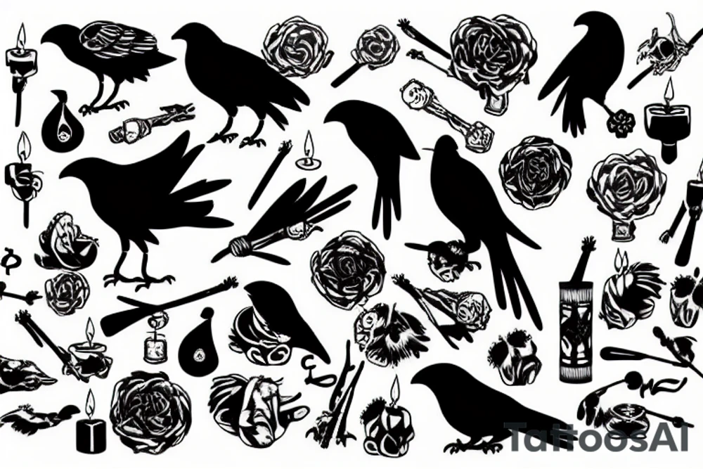 crow with a candle in its claws tattoo idea
